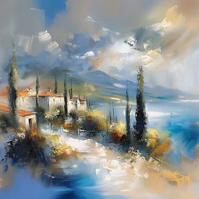 Vászonkép Canvas Tájkép Absztrakt Toszkána Ciprus Város 80x80