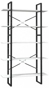 ötszintes fehér fenyőfa könyvszekrény 100 x 30 x 175 cm