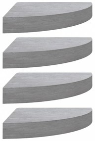 4 db betonszürke MDF fali sarokpolc 35 x 35 x 3,8 cm
