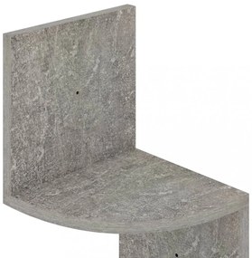 betonszürke szerelt fa fali sarokpolc 19 x 19 x 123 cm