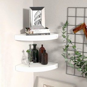2 db fehér MDF lebegő sarokpolc 25 x 25 x 3,8 cm