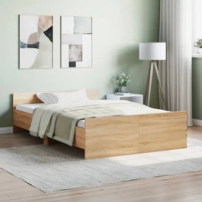 sonoma tölgy színű ágykeret fej- és lábtámlával 120 x 200 cm