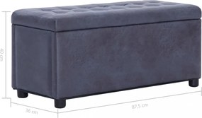 szürke művelúr tárolózsámoly 87,5 cm