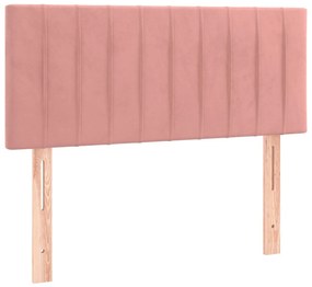 rózsaszín bársony rugós ágy matraccal 80 x 200 cm
