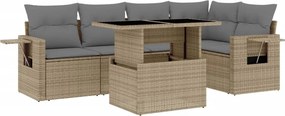 vidaXL 6 részes bézs polyrattan kerti ülőgarnitúra párnával