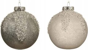 Dekorációs gömb 10cm fehér-ezüst