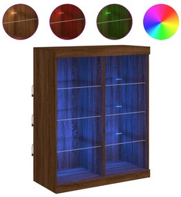 barna tölgy színű tálalószekrény LED-ekkel 81 x 37 x 100 cm