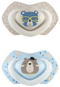 Canpol Babies 2 db szimmetrikus szilikon cumi, 0-6m, Hello Paris, szürke / kék