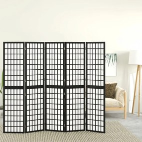 5 paneles fekete japán stílusú összecsukható paraván 200x170 cm
