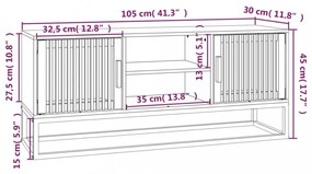 fekete szerelt fa és vas TV-szekrény 105 x 30 x 45 cm