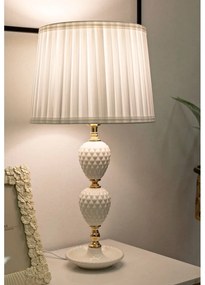 Fehér asztali lámpa textil búrával (magasság 57 cm) Torre – Mauro Ferretti