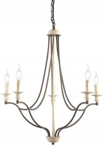 Aca Lighting fĂŒggesztĂ©k 5XE14 antik/rozsdabarna fĂ©m ĂTM70XM175CM Lyon EG5875P