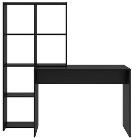 Asztal polcokkal Musta tammi 138.5 x 55 x 143 cm Faanyag