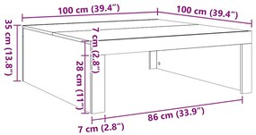 kézműves tölgy színű szerelt fa dohányzóasztal 100 x 100 x 35cm