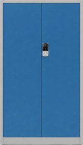 Fém irodai szekrény kódzárral, szürke-kék, 900x1850x400 mm: DANIEL
