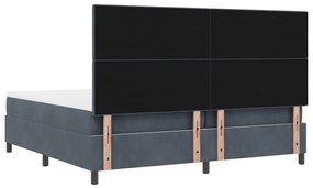 Box Spring Ágy Mattal és LED-del Sötét Szürke 200x200 cm Bársony