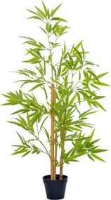 Outsunny Nagy Mesterséges Bambusz 120cm Műnövény, Műanyag Műnövény Cserépben, Műnövény Bambusz Mesterséges Mohával a Nappaliba, Hálószobába, Irodába,