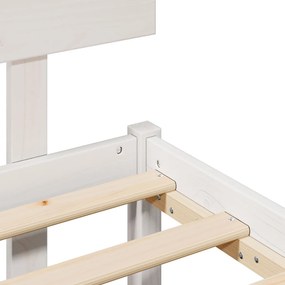 Fehér Ágykeret Fejtámlával 100x200 cm Tömör Fa Fenyő