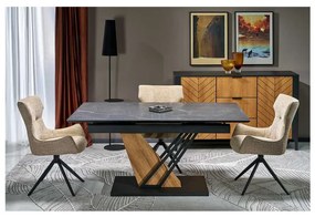 Sterzo étkezőasztal 160-200 x 90 cm, fekete / arany tölgy