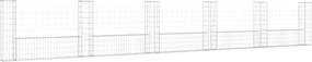 vidaXL U-alakú vas gabionkosár 6 oszloppal 620 x 20 x 100 cm