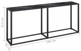 fekete márványszínű edzett üveg tálalóasztal 180 x 35 x 75,5 cm