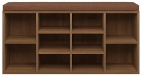 barna tölgy szerelt fa cipőtároló pad 103x30x48 cm
