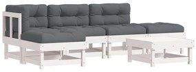 vidaXL 6 részes fehér tömör fa kerti társalgószett párnákkal
