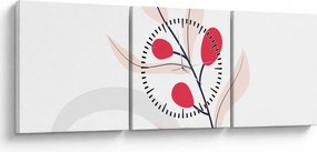 Kép - Rózsaszín virágos absztrakció N⁰3 (órával) (90x30 cm)