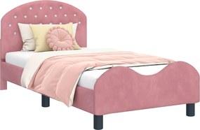 vidaXL Gyerekágy kerettel fejtámlával Rózsaszín 80 x 160 cm Bársony
