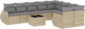 vidaXL 10 részes bézs polyrattan kerti ülőgarnitúra párnával