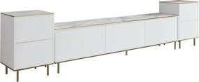 TV-szekrény szekrényekkel Imej White Marble andGold