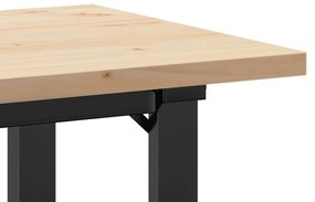 tömör fenyőfa és öntöttvas étkezőasztal O-vázzal 100x50x75,5 cm