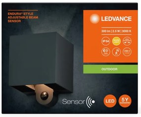 Ledvance - LED Kültéri fali lámpa érzékelővel ENDURA STYLE LED/2,5W/5V