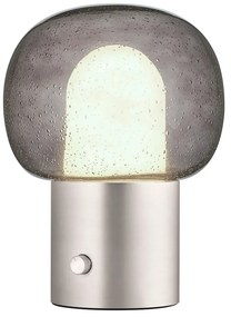 Ezüstszínű alumínium LED asztali lámpa üveg búrával (magasság 32 cm) Iris – Blomus