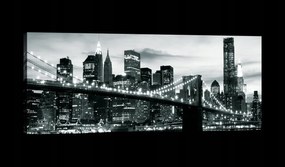 Vászonkép 145x45 New York éjszaka Brooklyn híd Manhattan városkép