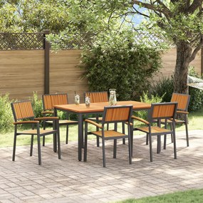 Kert étkező szett 7 pcs Fekete és barna 150 x 90 x 75 cm