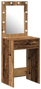 Sminkasztal LED világítással Régi fa 50x41x135 cm
