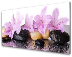 Fali üvegkép Rózsaszín liliom virág 100x50 cm