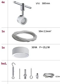 Paulmann 94080 - 4x4,8W LED STAGE spotlámpa, 230V, fényes króm