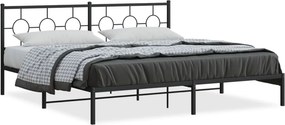 vidaXL fekete fém ágykeret fejtámlával 200 x 200 cm