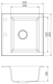 ALVEUS 1149111 - Mosogató GEM 50x50 cm gránit/bézs