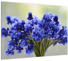 Kék virágos csokor képe (üvegen) (70x50 cm)