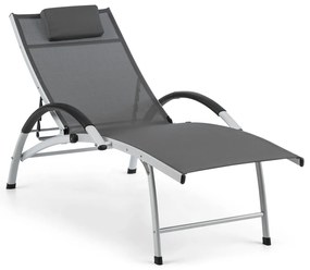 Blumfeldt Sun Valley, kerti nyugágy, összecsukható, fejpárna, szürke