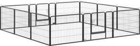 PawHut Kiskutya Játszókerítés 60cm Magas, 12-Panele Dog Playpen 2 Ajtóval, DIY Kiskutya Játszóterület Kölcsönző a Közepes Kutyák, Nyulak, Törpe Malaco