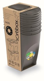 Sortibox szelektív hulladékgyűjtő kosár 35 l, 4 db-os, szürke