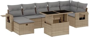 vidaXL 8 részes bézs polyrattan kerti ülőgarnitúra párnával