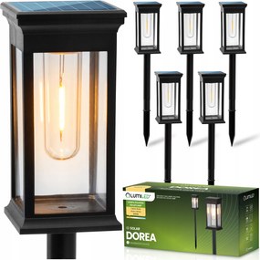 6x LED-es napelemes kerti lámpa kültéri beszúrható IP44 dekoratív lámpaoszlop