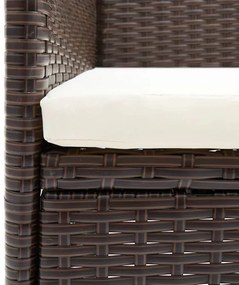 3 részes barna polyrattan kerti étkezőgarnitúra párnákkal