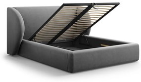 Sötétszürke kárpitozott franciaágy tárolóhellyel, ágyráccsal 180x200 cm Miley – Micadoni Home