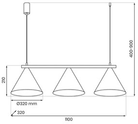 Kábelcsillár CAPITAL 3xGX53/15W/230V kék